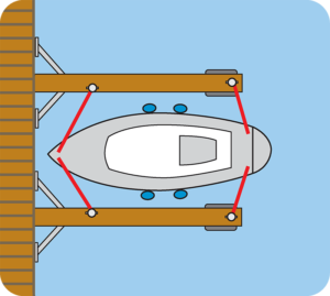 Tamparna skall förtöjas i de fyra fastöglorna i Y-bommen, ej i bryggan - TSS båtklubb
